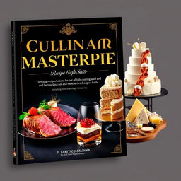 A luxurious and elite-looking recipe book cover that exudes sophistication and high status