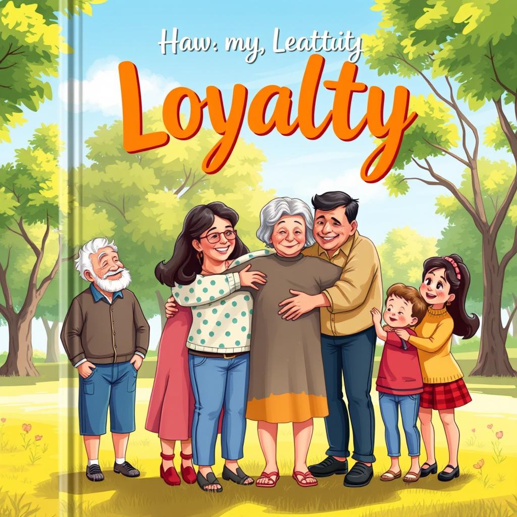 A touching and vibrant book cover illustration that conveys the theme of loyalty in family