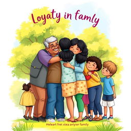 A touching and vibrant book cover illustration that conveys the theme of loyalty in family