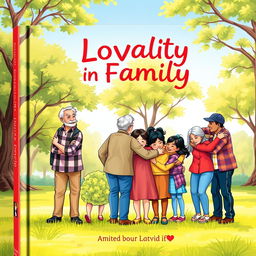 A touching and vibrant book cover illustration that conveys the theme of loyalty in family