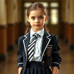 An ultra-realistic portrait of a young girl with facial features reminiscent of Rachel Leigh Cook at 12 years old