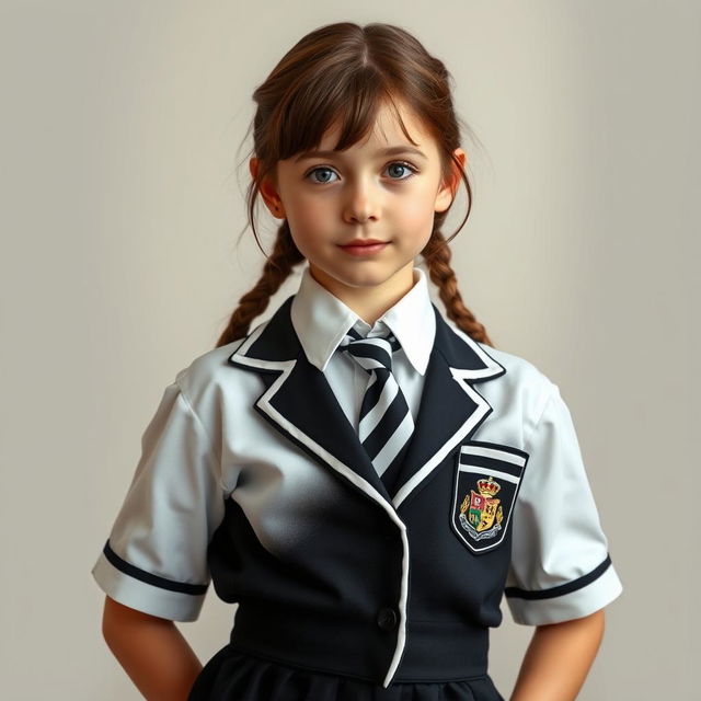 An ultra-realistic portrait of a young girl with the face reminiscent of Rachel Leigh Cook at 12 years old