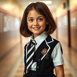 An ultra-realistic portrait of a young girl with the face of Rachel Leigh Cook at 12 years old