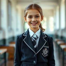 An ultra-realistic portrait of a young girl with the face reminiscent of Rachel Leigh Cook at 10 years old