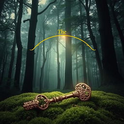 A captivating book cover design featuring a mysterious forest with towering trees and soft, ethereal light filtering through the leaves