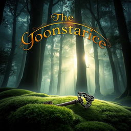 A captivating book cover design featuring a mysterious forest with towering trees and soft, ethereal light filtering through the leaves