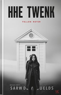 A cover for a book featuring a girl standing in front of a short, white building, exuding a somewhat eerie vibe