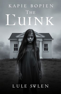 A cover for a book featuring a girl standing in front of a short, white building, exuding a somewhat eerie vibe