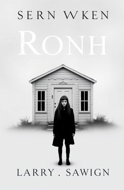 A cover for a book featuring a girl standing in front of a short, white building, exuding a somewhat eerie vibe