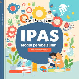 A cover design for a learning module titled 'IPAS' for fifth-grade elementary school students, featuring the name 'Dwi Pujiyanti' prominently displayed