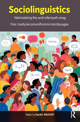 A book cover for a sociolinguistics book featuring a vibrant collage of diverse communities engaging in language