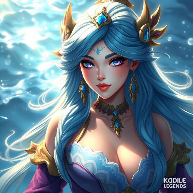 A stunning depiction of Kadita from Mobile Legends, reimagined as a beautiful Central Asian woman with large breasts