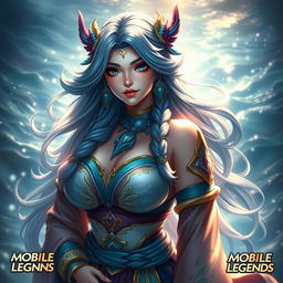 A stunning depiction of Kadita from Mobile Legends, reimagined as a beautiful Central Asian woman with large breasts