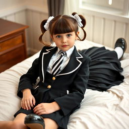 A portrait of a European girl in a beautifully styled bedroom