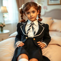 A portrait of a European girl in a beautifully designed bedroom