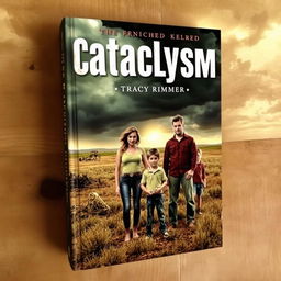 A captivating book cover titled 'Cataclysm' by Tracy Rimmer, featuring a post-apocalyptic scene
