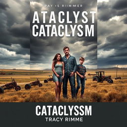 A captivating book cover titled 'Cataclysm' by Tracy Rimmer, featuring a post-apocalyptic scene