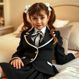 A portrait of a European girl in a beautifully styled bedroom