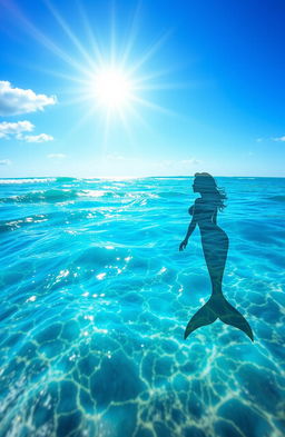 A stunning scene depicting a vivid and dazzling ocean, surf sparkling under a bright sun, with gentle waves rolling in