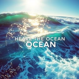 A stunning scene depicting a vivid and dazzling ocean, with surf sparkling under a bright sun