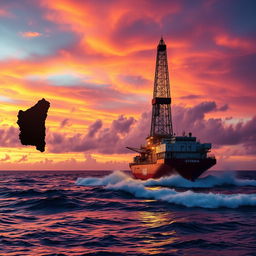An artistic scene featuring the silhouette of Guyana on the left side of the image