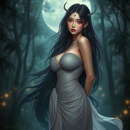 A mesmerizing depiction of Kuntilanak, the beautiful and enchanting Indonesian mythical female spirit