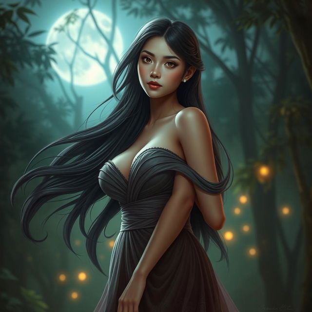 A mesmerizing depiction of Kuntilanak, the beautiful and enchanting Indonesian mythical female spirit