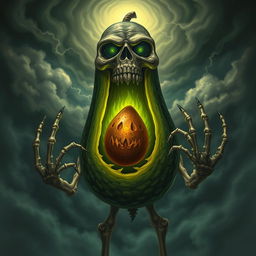 A Tzitzimitl, depicted as an evil skeletal avocado with a dark, menacing expression