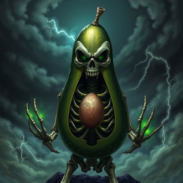 A Tzitzimitl, depicted as an evil skeletal avocado with a dark, menacing expression