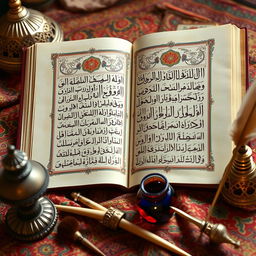A beautifully illuminated manuscript depicting ancient Arabic poetry
