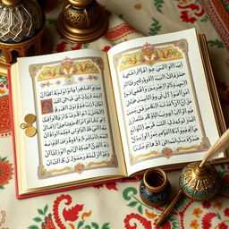 A beautifully illuminated manuscript depicting ancient Arabic poetry