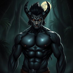 A striking portrayal of a 'Makhluk Bayangan' (Shadow Beast), featuring a handsome Indonesian male character