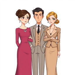 A novel cover design featuring an illustration in two-dimensional animation style, portraying a sophisticated and elegant scene