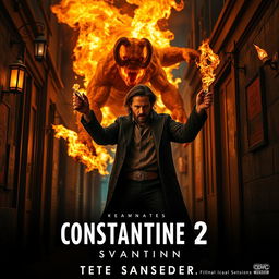 An intense teaser scene for 'Constantine 2' (2024), featuring Keanu Reeves reprising his role as the iconic demon hunter John Constantine