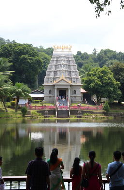 A serene view of the Temple of the Tooth, located in Kandy, Sri Lanka