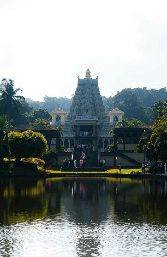 A serene view of the Temple of the Tooth, located in Kandy, Sri Lanka