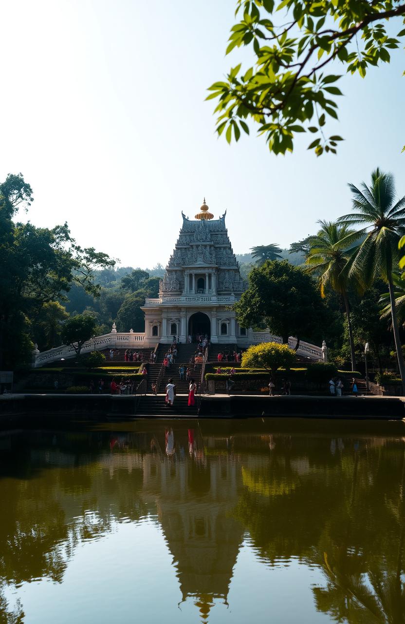 A serene view of the Temple of the Tooth, located in Kandy, Sri Lanka