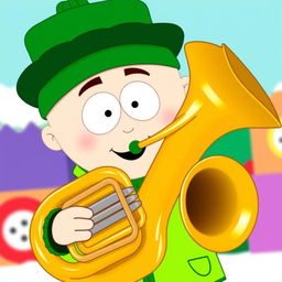 A cartoon character inspired by the style of South Park, resembling Kyle Broflovski