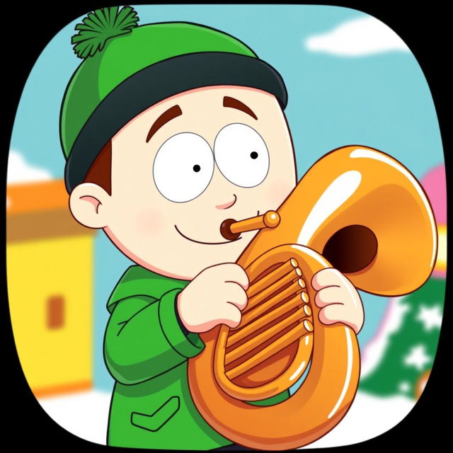 A cartoon character inspired by the style of South Park, resembling Kyle Broflovski