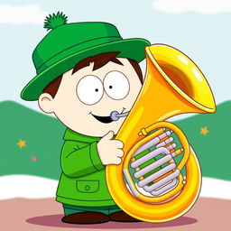 A cartoon character inspired by the style of South Park, resembling Kyle Broflovski