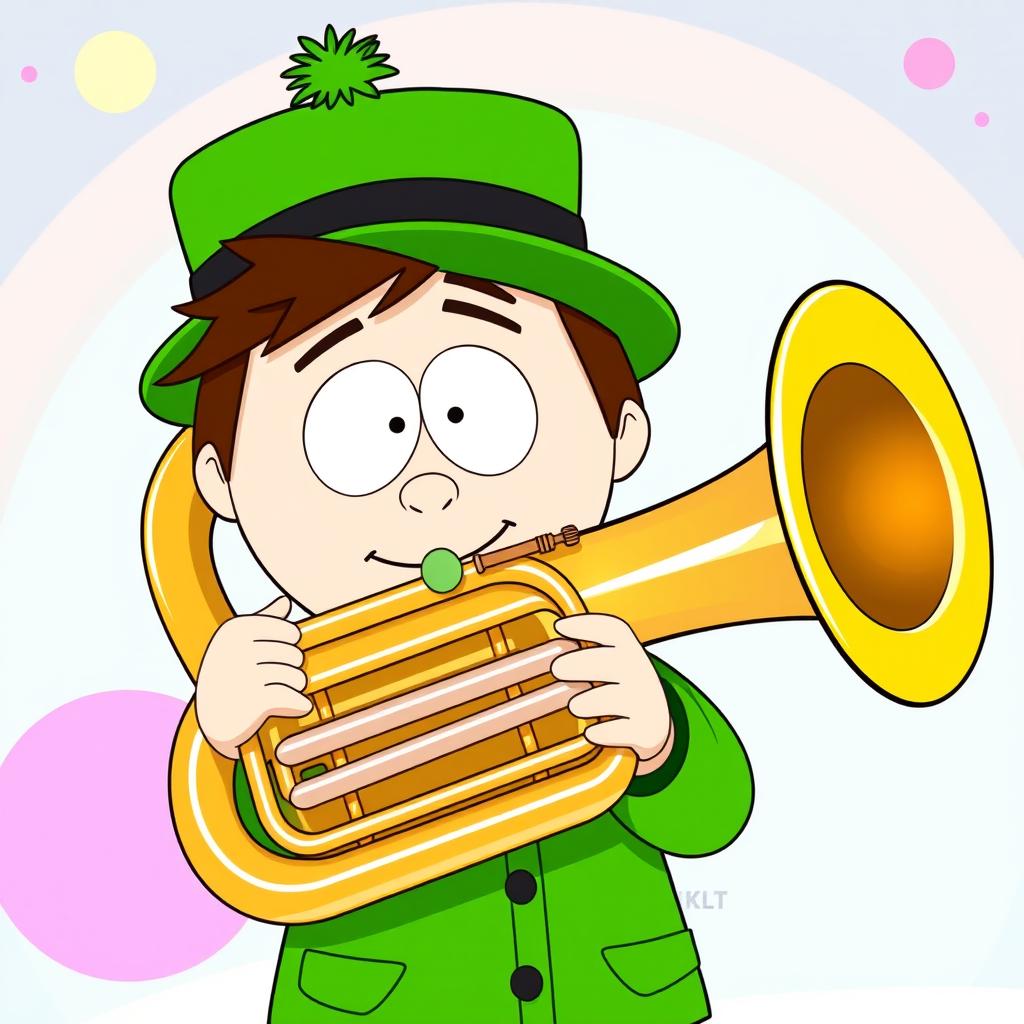 A cartoon character inspired by the style of South Park, resembling Kyle Broflovski