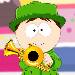 A cartoon character inspired by the style of South Park, resembling Kyle Broflovski