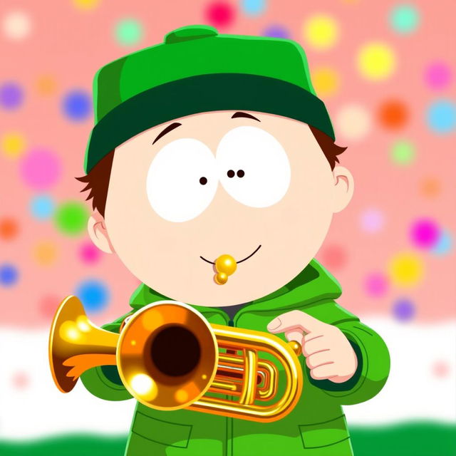 A cartoon character inspired by the style of South Park, resembling Kyle Broflovski