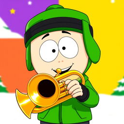 A cartoon character inspired by the style of South Park, resembling Kyle Broflovski