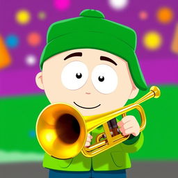 A cartoon character inspired by the style of South Park, resembling Kyle Broflovski