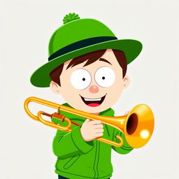 A cartoon character inspired by the style of South Park, resembling Kyle Broflovski