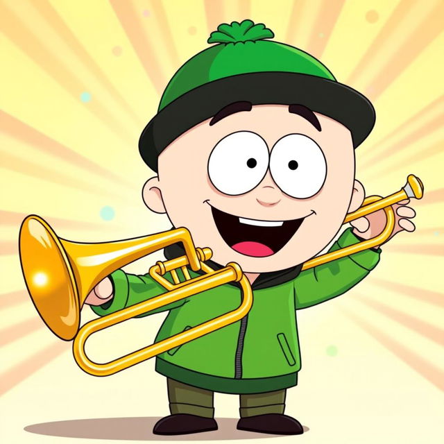 A cartoon character inspired by the style of South Park, resembling Kyle Broflovski