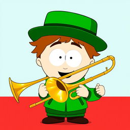 A cartoon character inspired by the style of South Park, resembling Kyle Broflovski