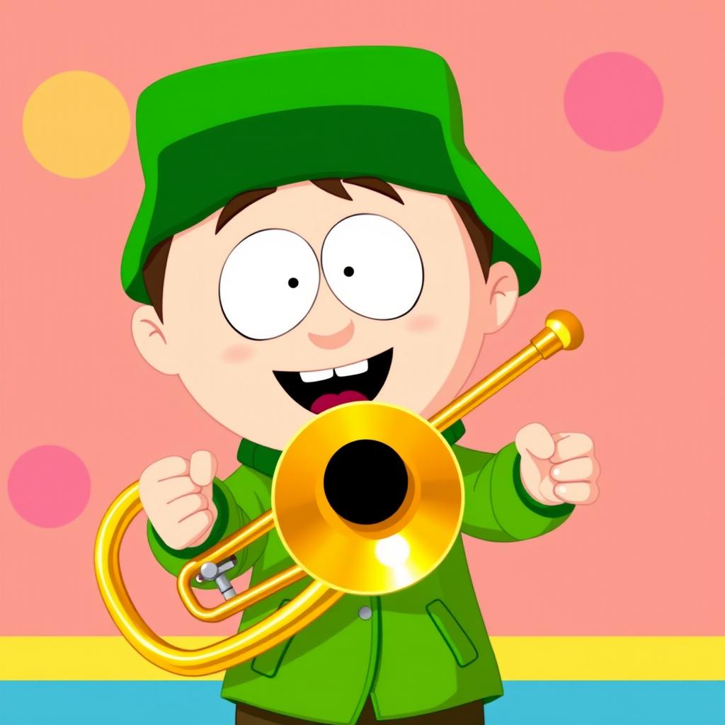 A cartoon character inspired by the style of South Park, resembling Kyle Broflovski