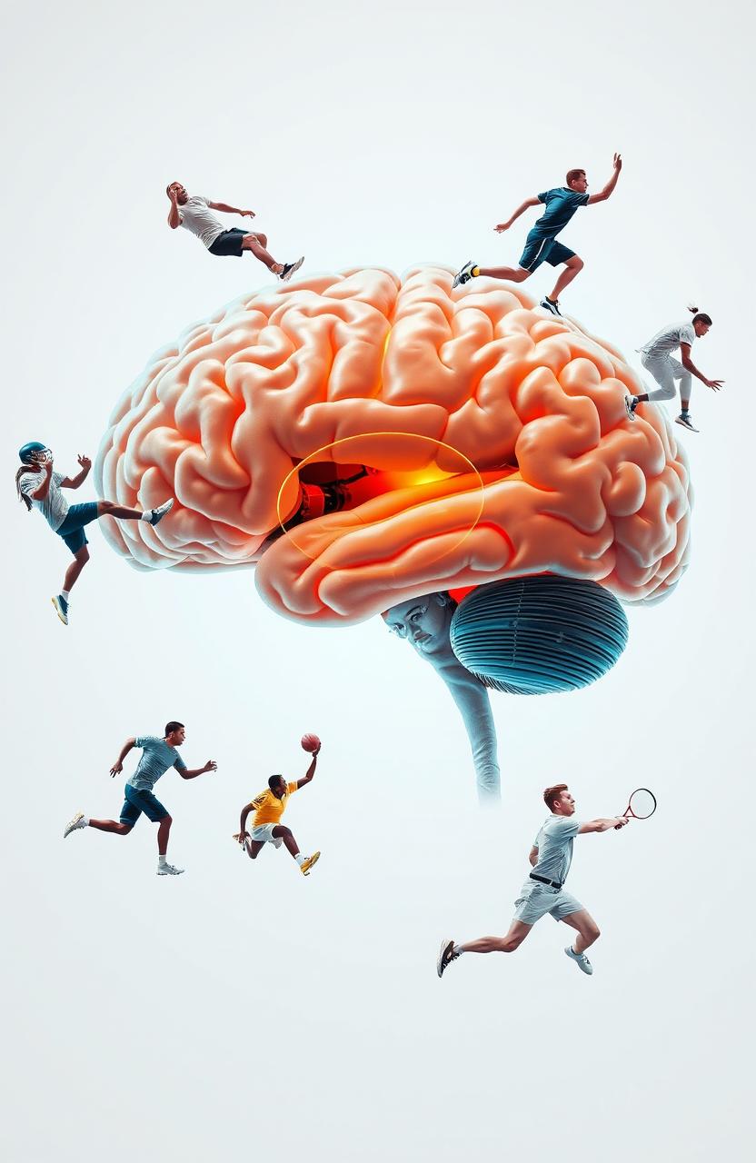 A highly detailed and realistic image of a human brain, featuring an anatomical cross-section that showcases its complex structure